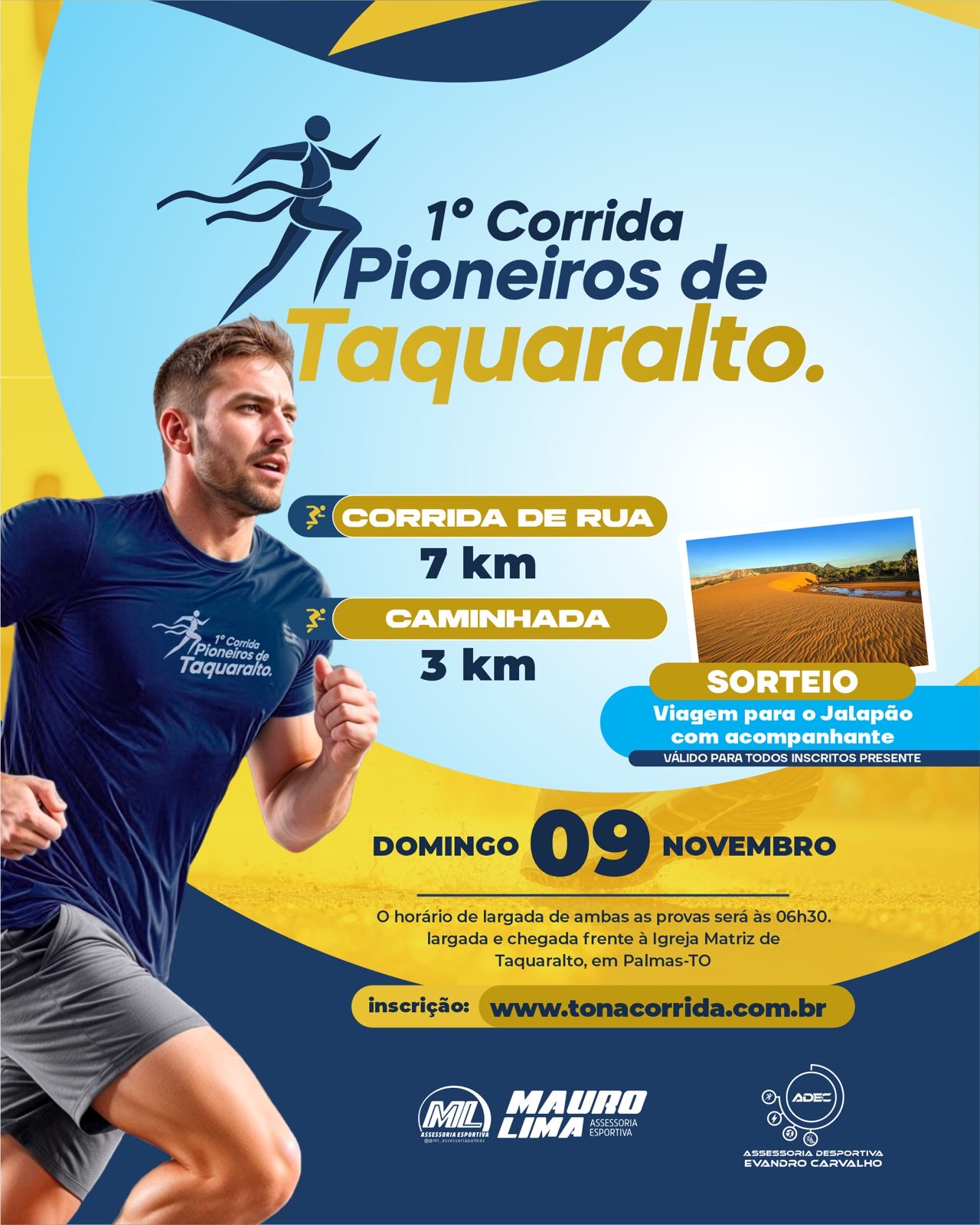 Taquaralto Running Day celebra pioneiros da região com corrida, caminhada e sorteio de viagem ao Jalapão