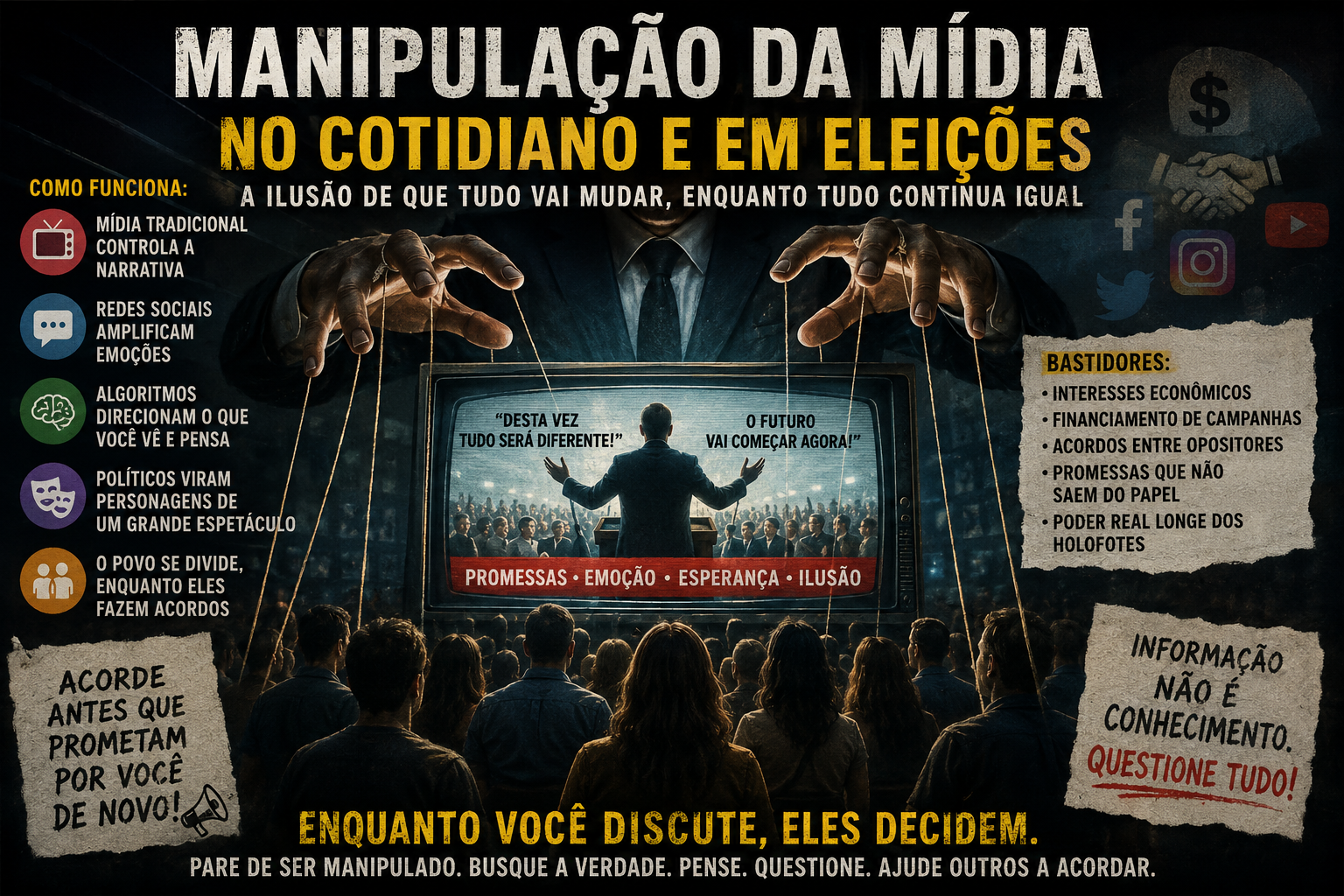 A fábrica da ilusão: como a mídia transforma eleições em espetáculos emocionais”