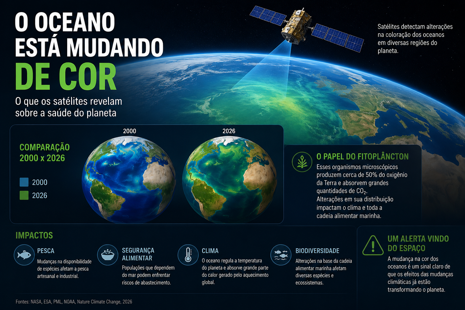 O Oceano Está Mudando de Cor: O Que os Satélites Revelam Sobre a Saúde do Planeta