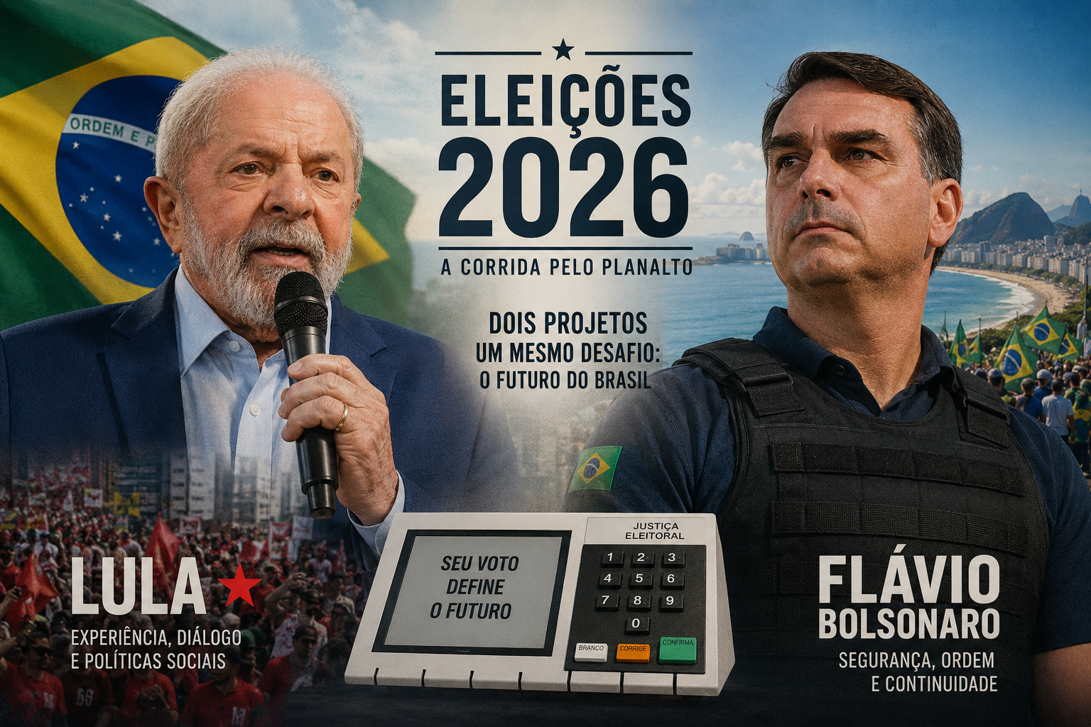 A largada pelo Planalto: Lula e Flávio Bolsonaro abrem oficialmente a corrida eleitoral de 2026