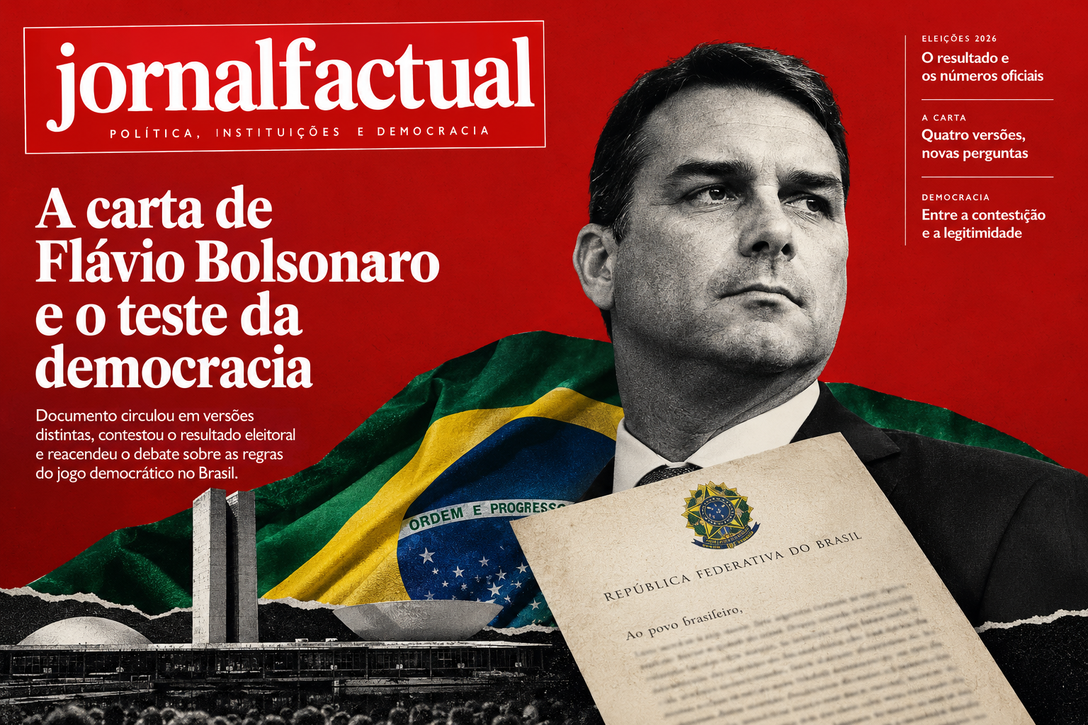 Carta de Flávio Bolsonaro muda de versão e provoca debate sobre legitimidade democrática